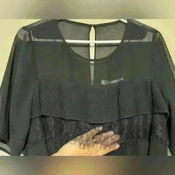 BCBG Lace and Sheer Romper - Picture 3 of 7